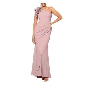 Xscape One‎ Shoulder Ruffled Prom Formal Evening Gala Gown Mauve Pink Size 6 NWT